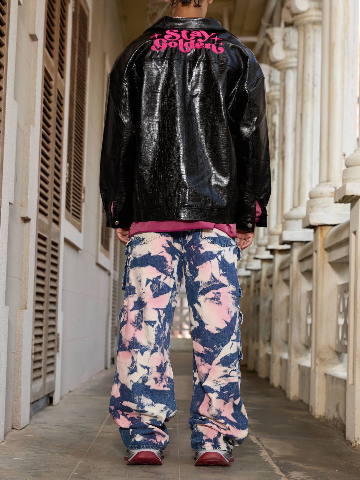Jean cargo camouflage style déchet tie-dye supermade