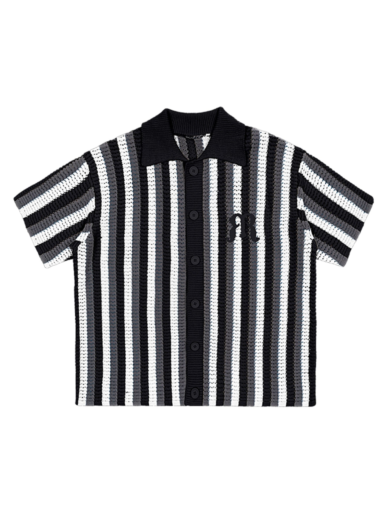 Thesupermade Striped Embroidered Short-sleeved Shirt