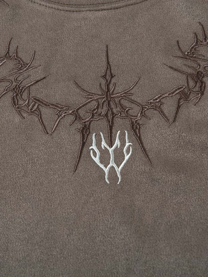 Suede Thorn Embroidered Vest