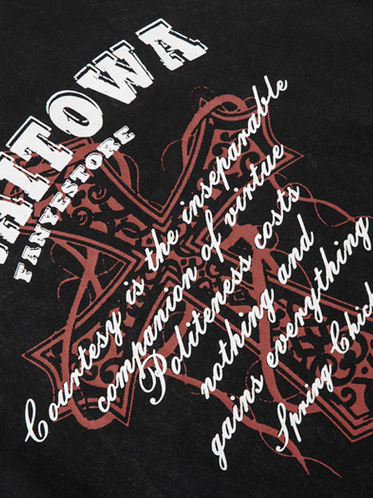 Weste mit zerrissenem Grafik-Kreuz-Print im Used-Look