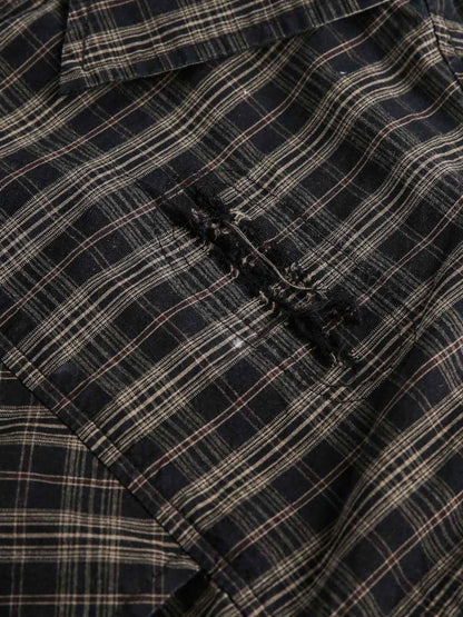 Distressed Plaid Short-Sleeve Shirt