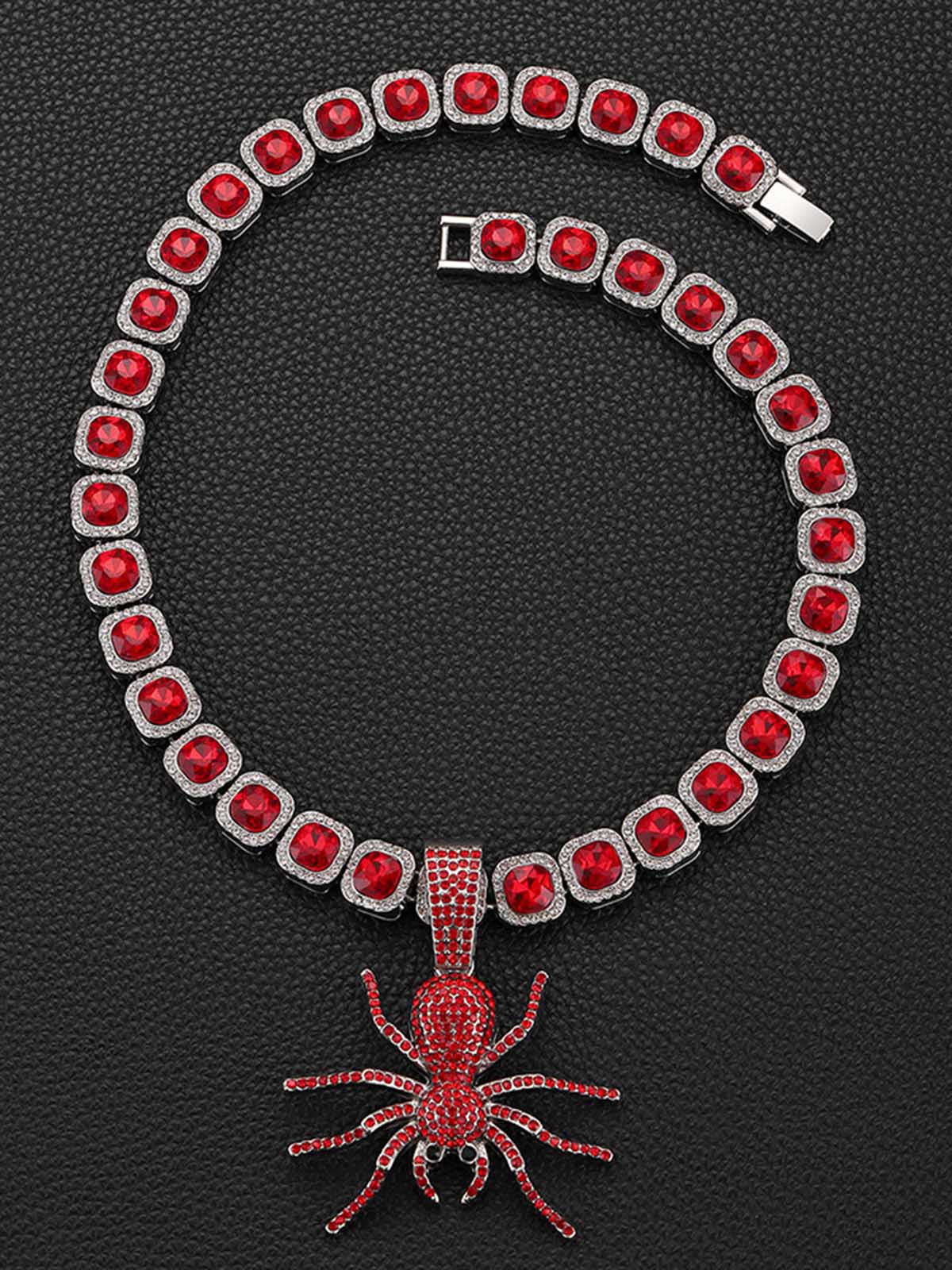 Thesupermade Punk Style Red Spider Cuban Necklace