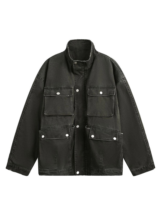 Veste de travail multi-poches délavée et vieillie