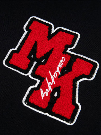 T-Shirt im Retro-Motorrad-Stil mit schwerem Patch-Stickerei