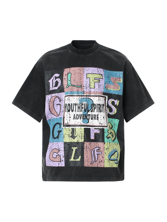 T-shirt ras du cou à imprimé lettre