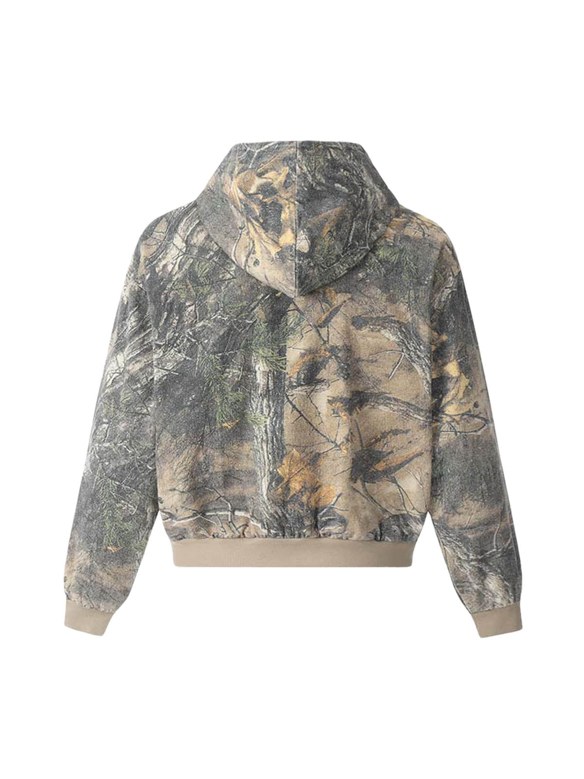 Thesupermade Camouflage Wood Printed Hooded Jacket