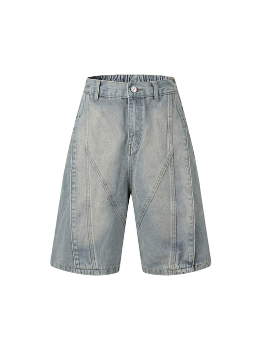 Short en jean délavé, déstructuré et fendu