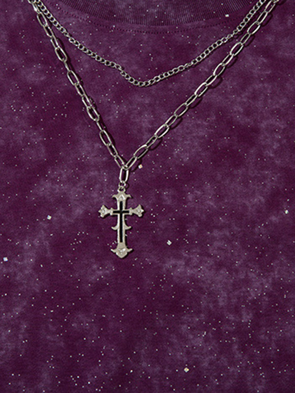Retro Rhinestone Cross Chain Vest