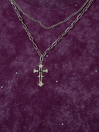 Retro Rhinestone Cross Chain Vest