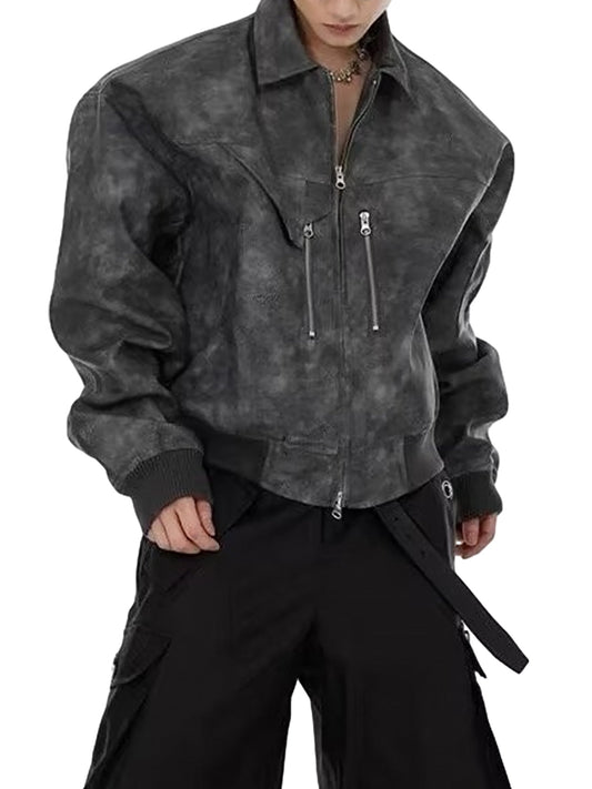 Veste de moto vintage en daim style street rap Thesupermade - 2232