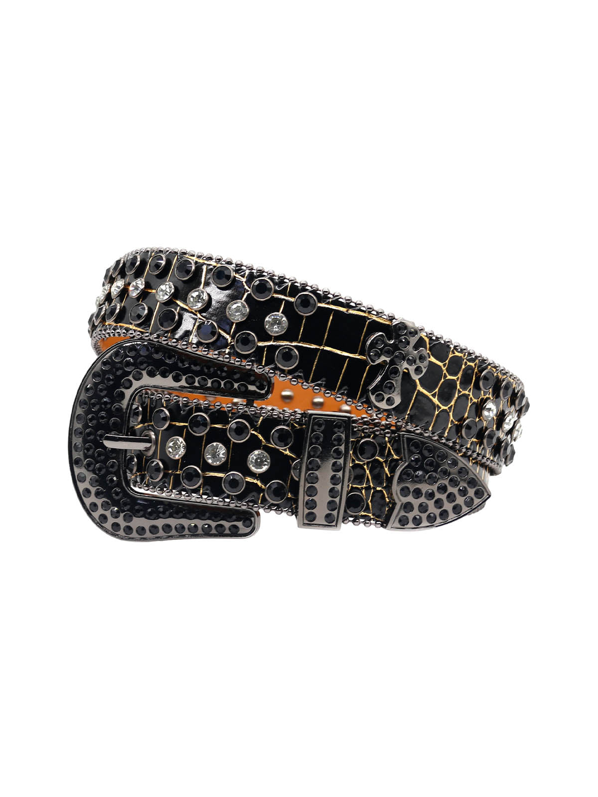 Punk Style Leather Hotflix  Rhinestone Belt