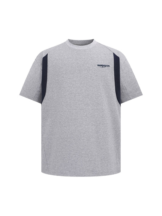 Retro Contrast Color Embroidered Letter T-shirt