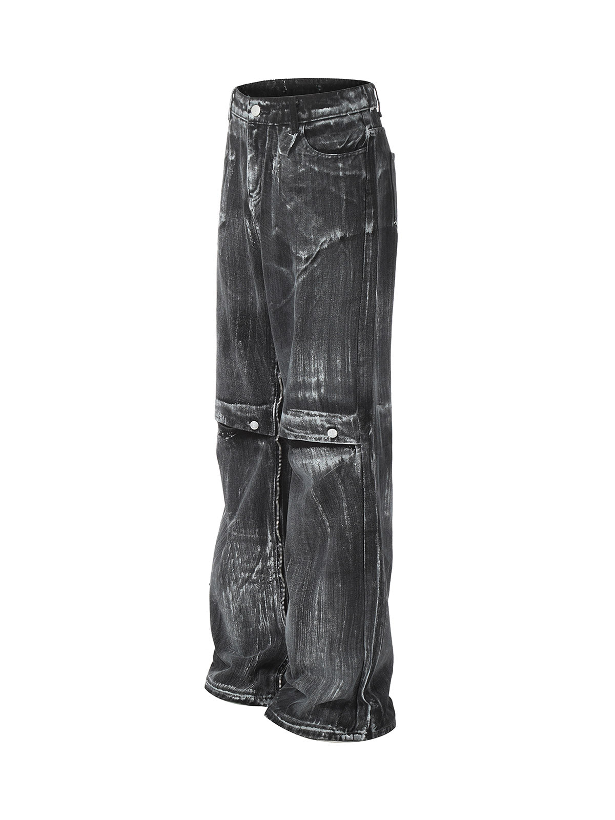 Dekonstruierte Split-Jeans im Street Batik-Stil