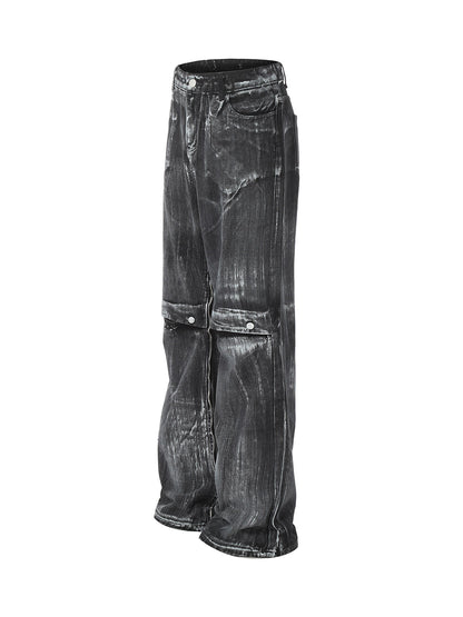 Dekonstruierte Split-Jeans im Street Batik-Stil