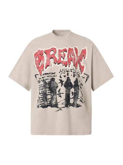 Graphic "BREAK" Print T-Shirt