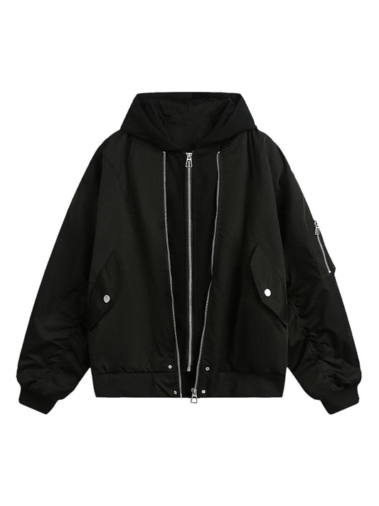 Zweiteilige Bomberjacke mit Kapuze und Plissee-Optik