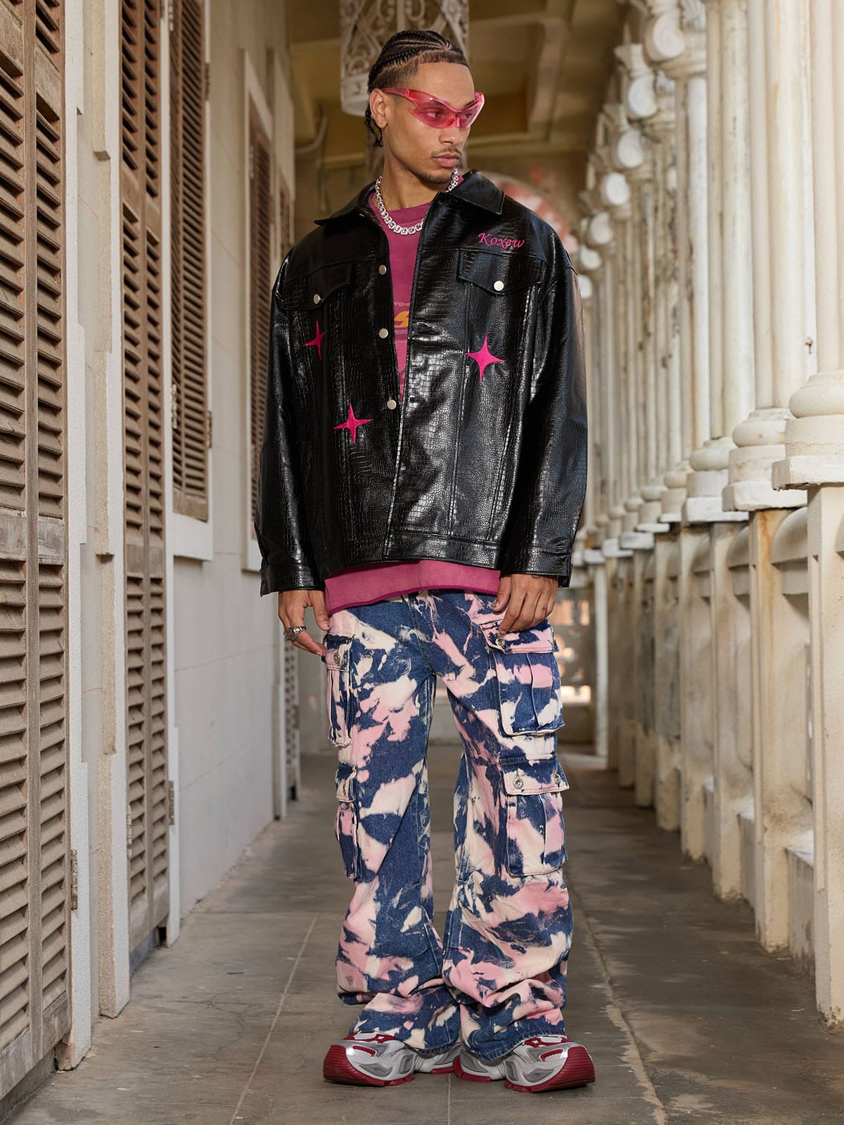 Jean cargo camouflage style déchet tie-dye supermade