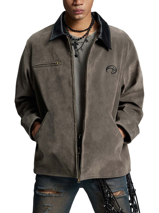 Veste de moto rétro en daim Detroit
