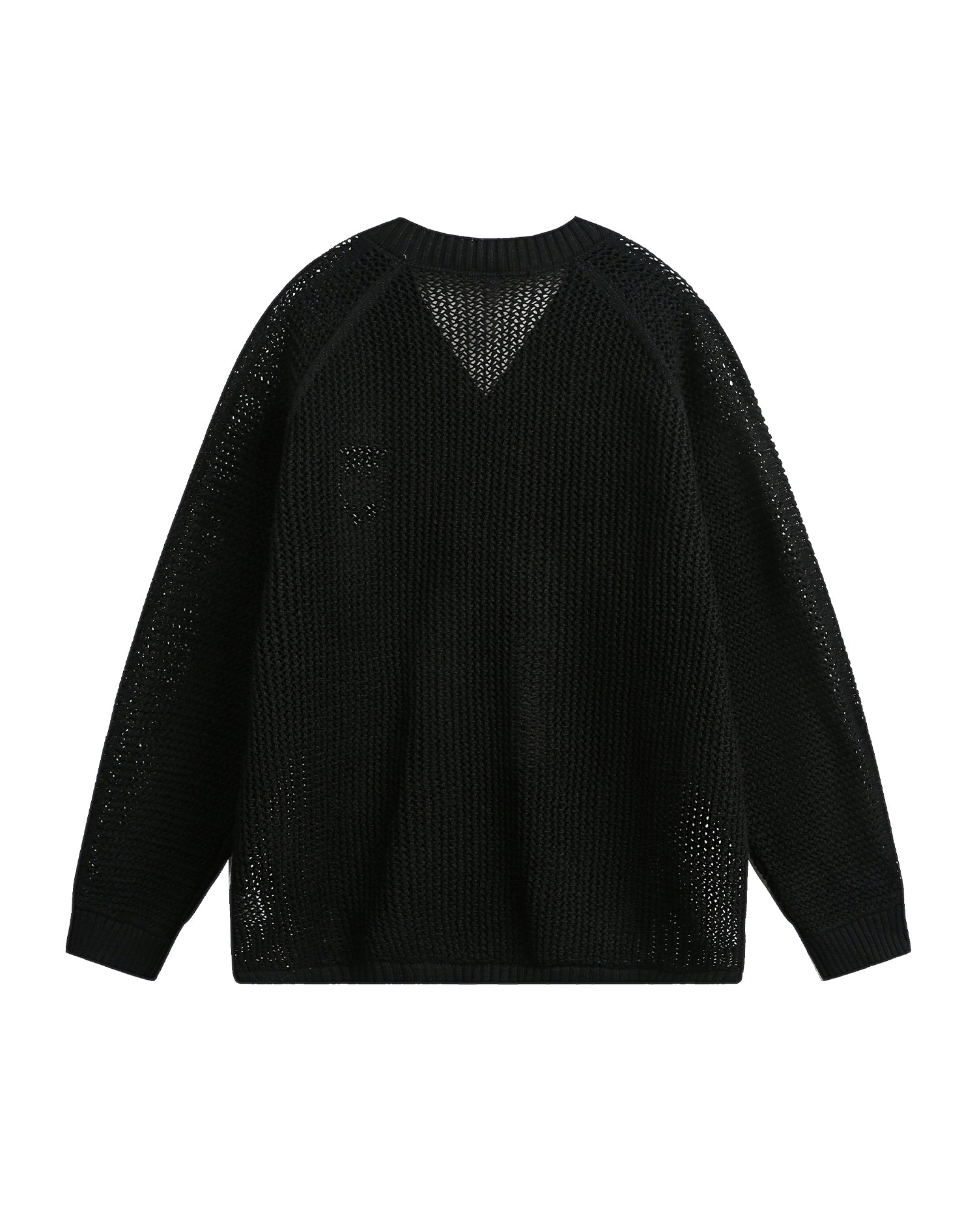 Vintage Ripped Long Sleeve Knitted Jersey V-Neck Sweater