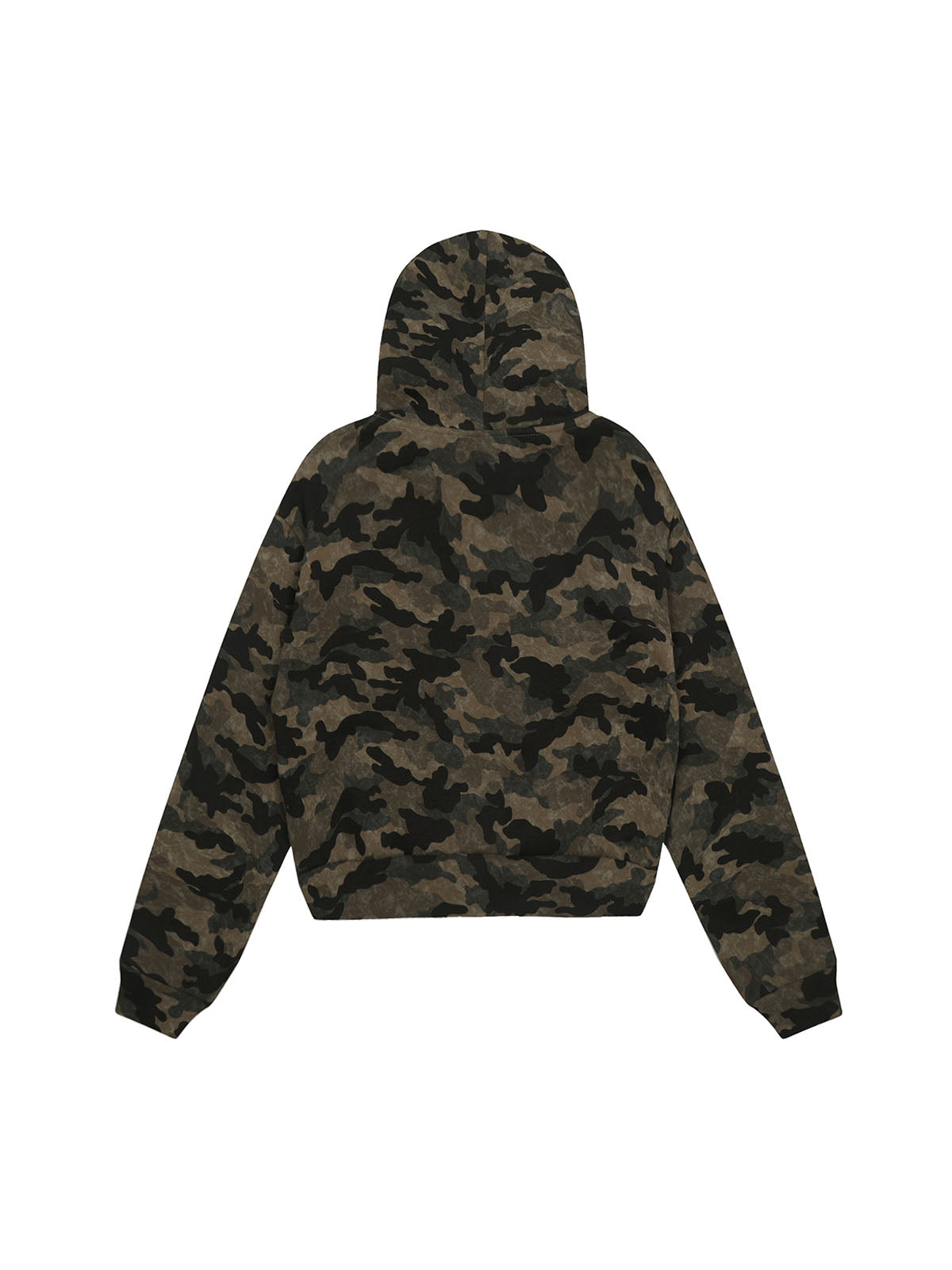 Hotfix Rhinestones Camouflage Fur Hooded Fleece Jacket