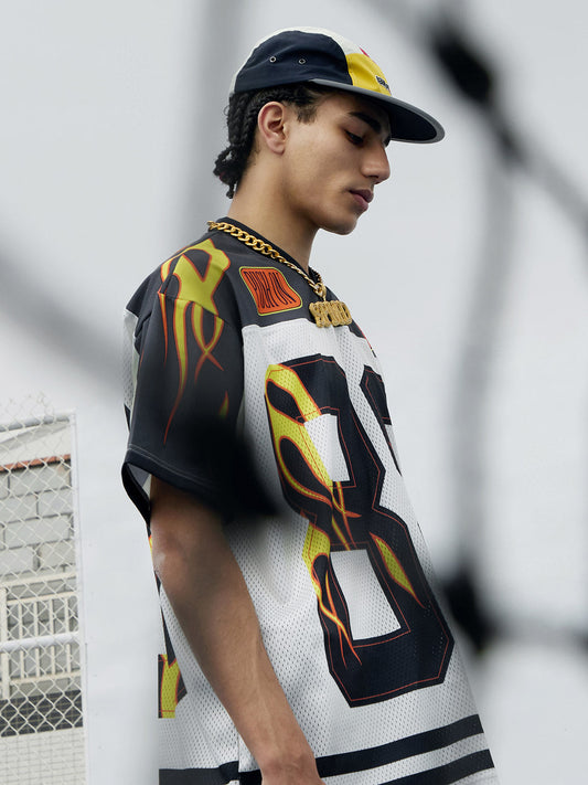 T-Shirt im Jersey-Stil mit Flammen-Print
