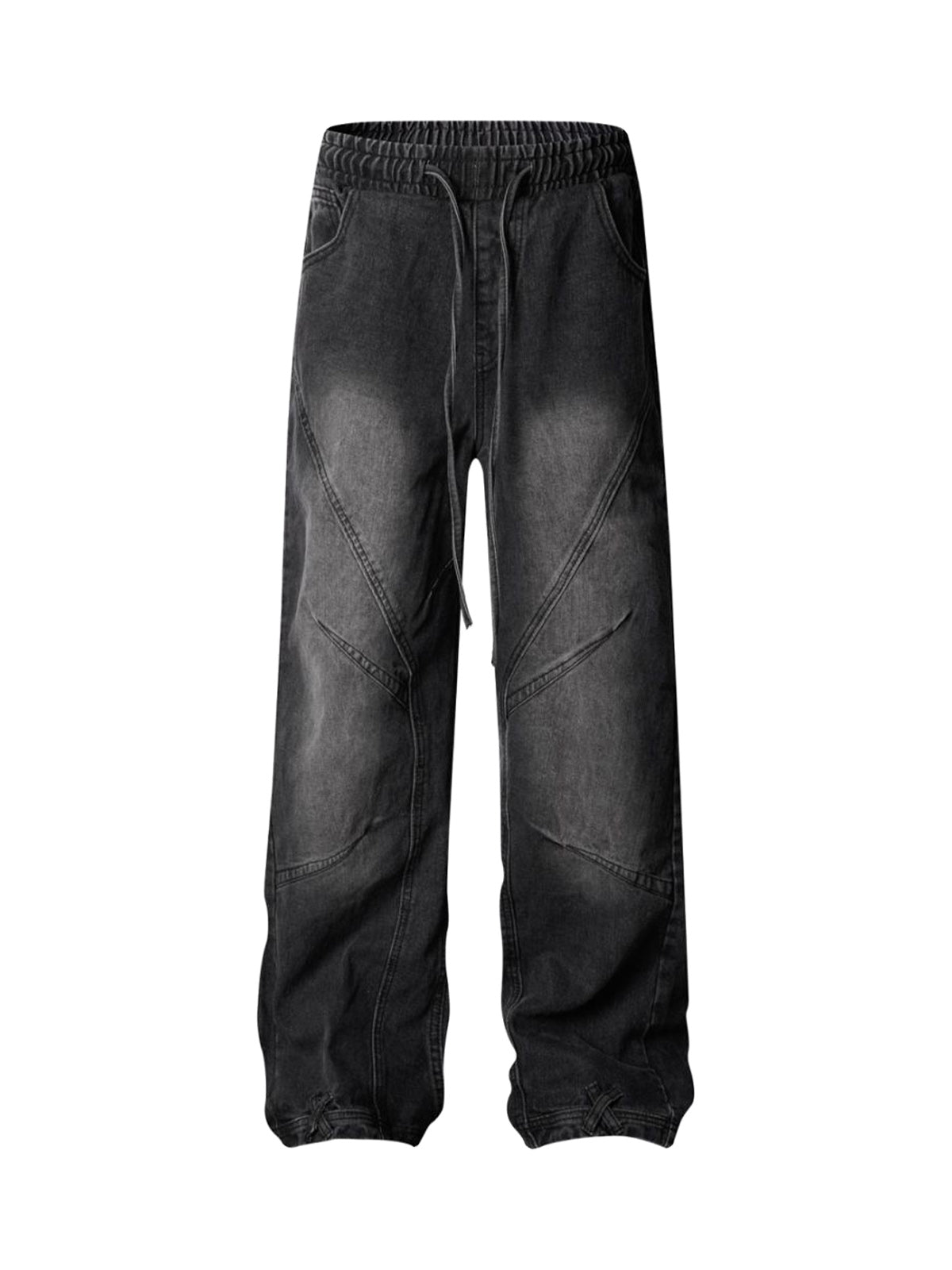 Verwaschene Distressed-Jeans im dekonstruierten Split-Cordstring-Stil