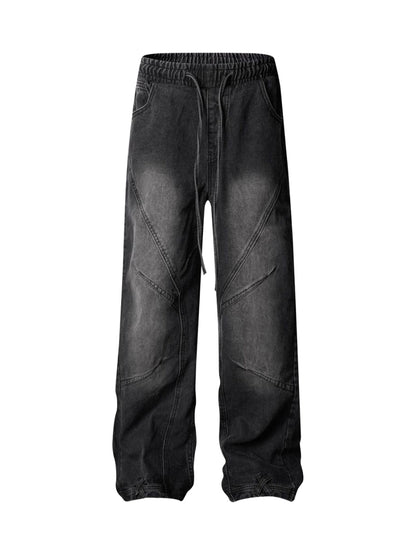 Verwaschene Distressed-Jeans im dekonstruierten Split-Cordstring-Stil
