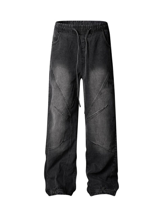 Verwaschene Distressed-Jeans im dekonstruierten Split-Cordstring-Stil