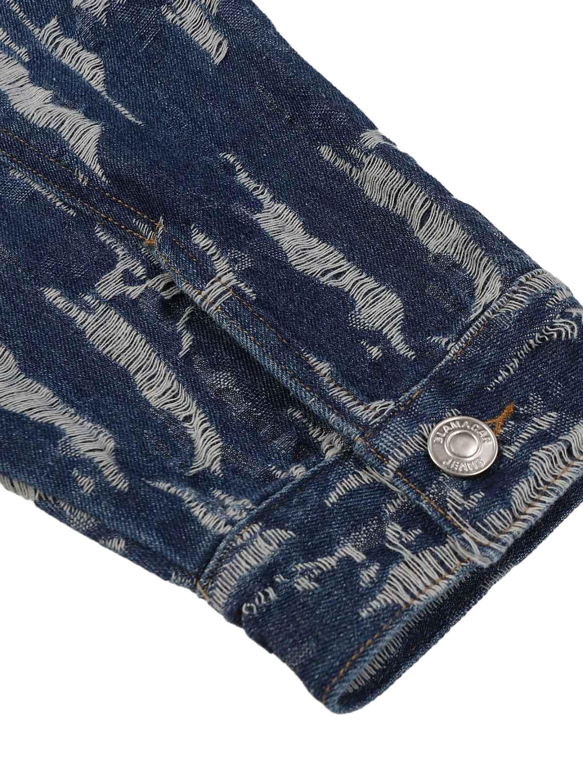 Thesupermade – Bestickter Kapuzenpullover aus gewaschenem Denim