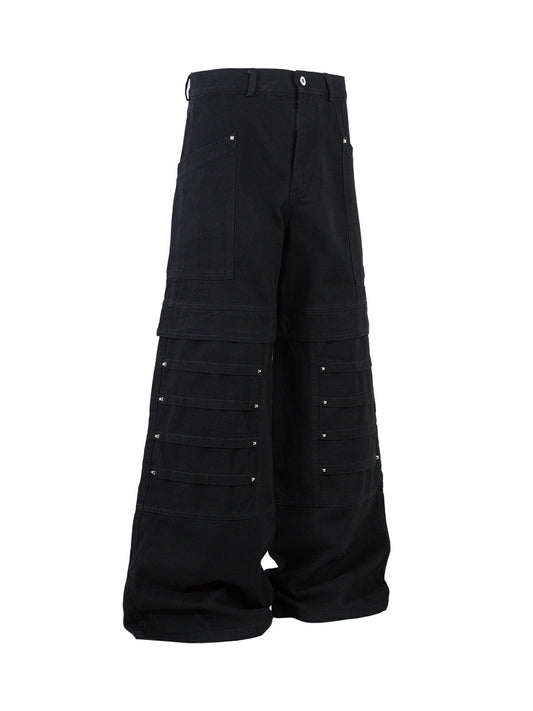 Deconstructed Split Rivet Cargo Jeans