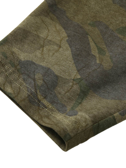 Zweiteiliges Langarm-T-Shirt mit Camouflage-Muster und Kunstfellmuster