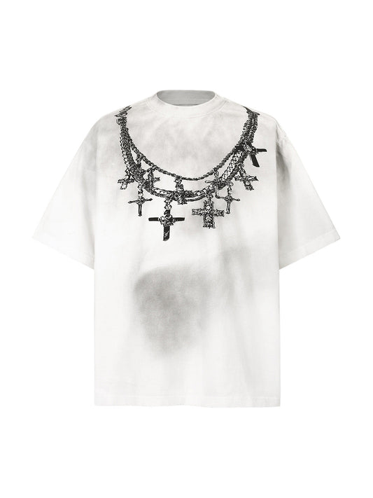 Cross Necklace Graphic T-Shirt
