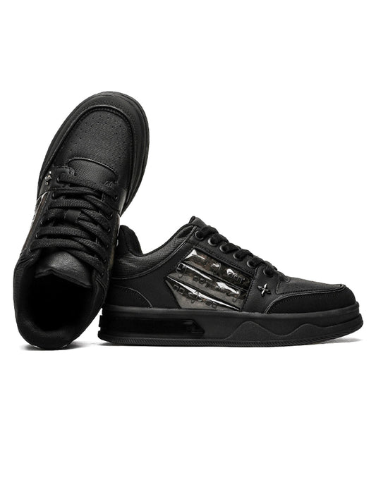 Chaussures de skate à lettres brodées foncées