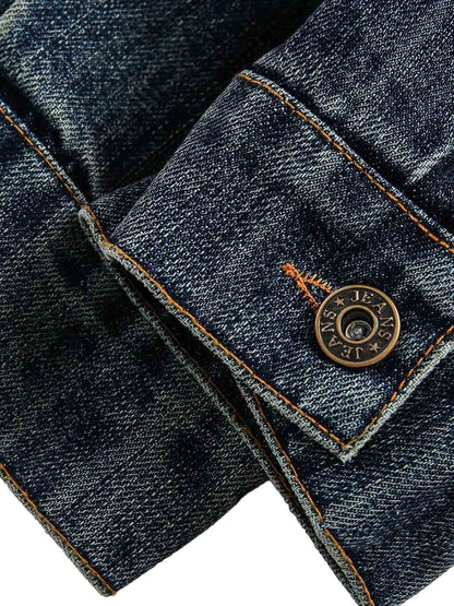 Veste à capuche en jean délavé style rétro