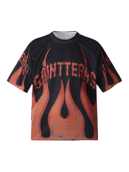 Flame Graphic Crew Neck T-Shirt