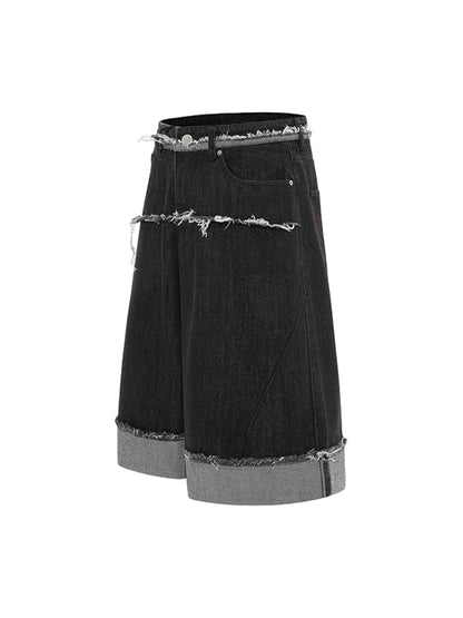 Short en jean Cleanfit à bords bruts