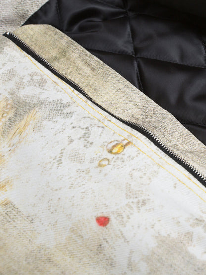 Blouson aviateur matelassé effet dégradé graffiti vieilli - 2314