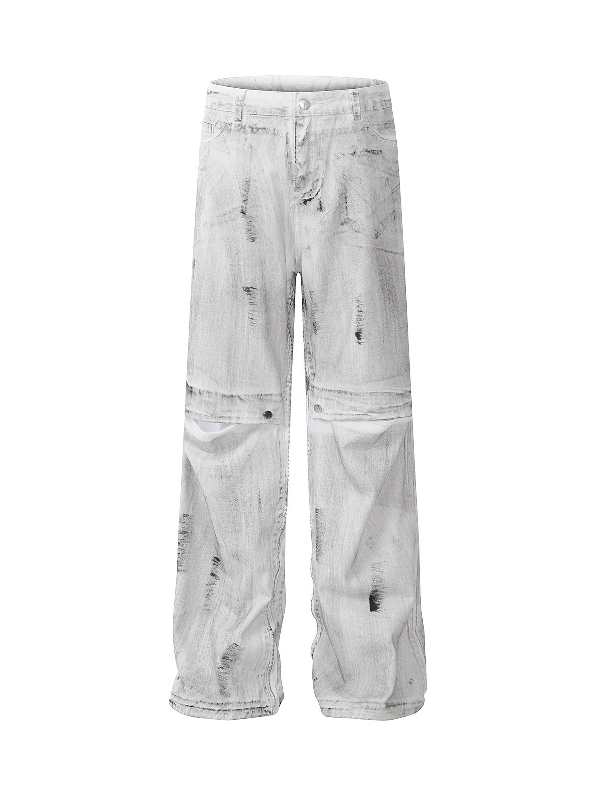 Dekonstruierte Split-Jeans im Street Batik-Stil