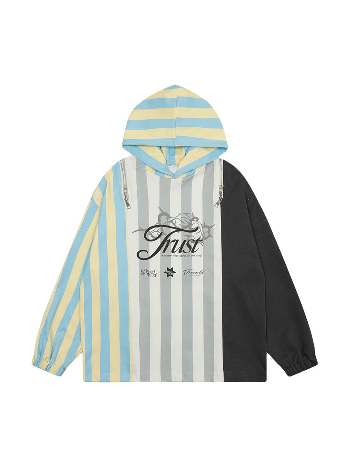 Thesupermade Vertical Striped Drop Shoulder Pullover Hoodie