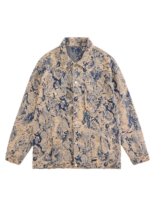 Veste en jean jacquard vieilli
