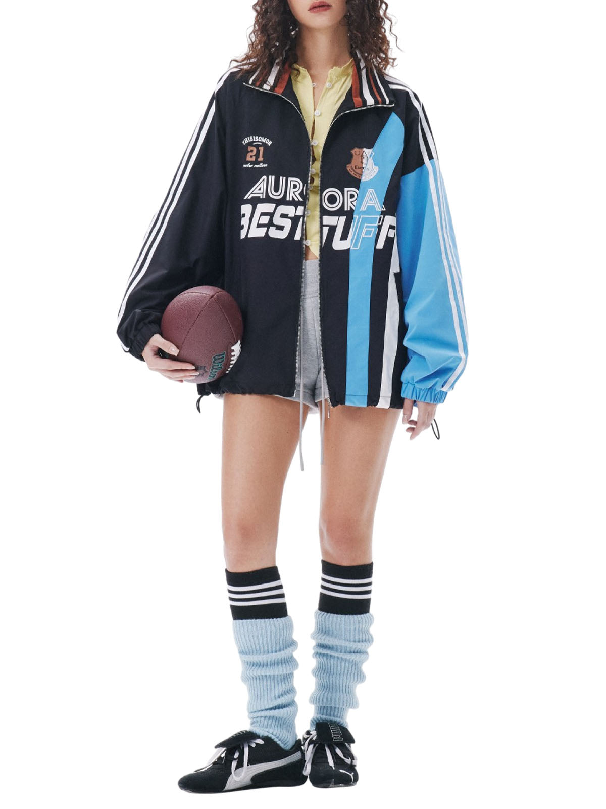 Jerseyjacke mit Retro-Kontrastnähten