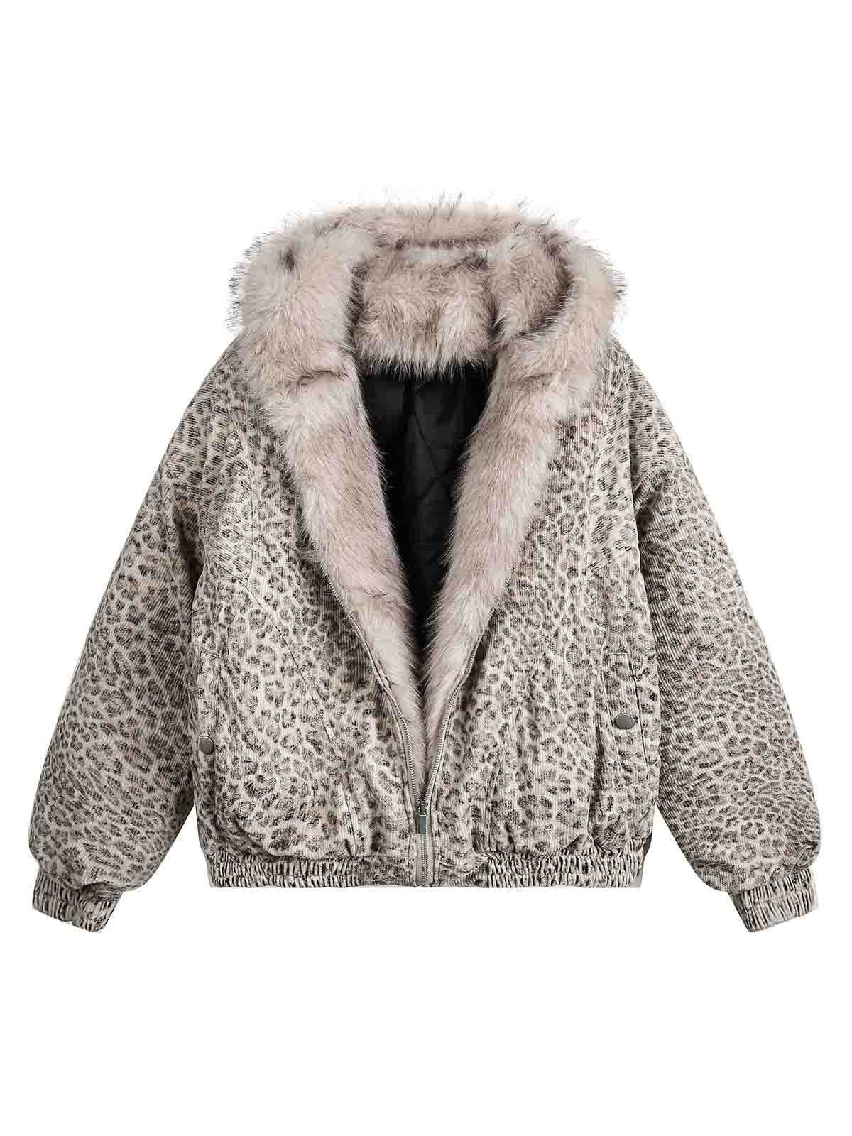 Cheetah Print Mink Fur Hooded Jacket - 2270