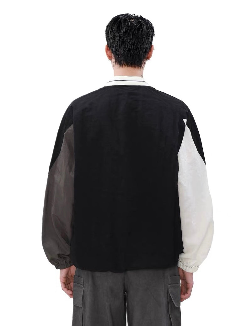 Thesupermade American Retro Patchwork Kontrastfarben-Sweatshirt – 2244