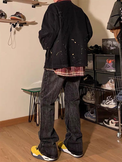 Thesupermade Jeansjacke mit Retro-Patchwork-Buchstaben – 2117