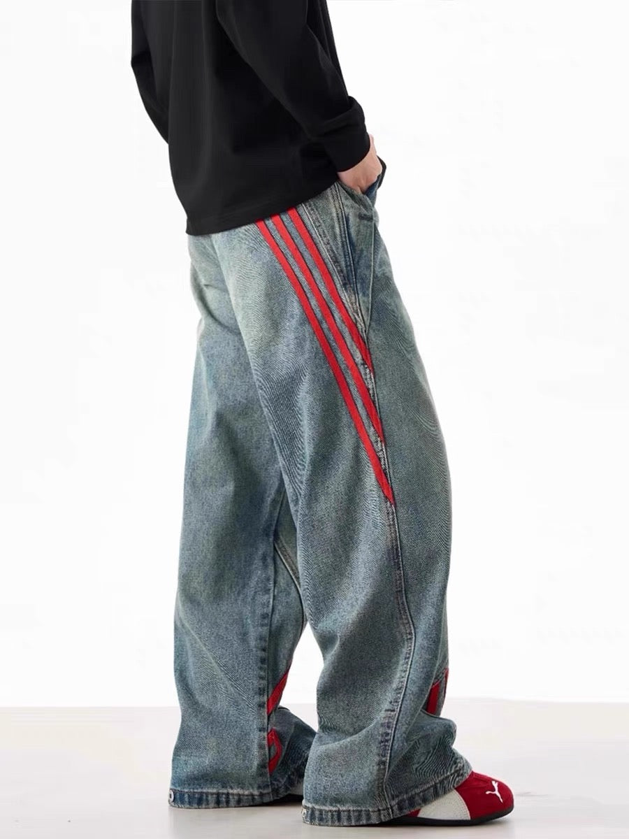 Le jean délavé contrasté American Retro de qualité supérieure