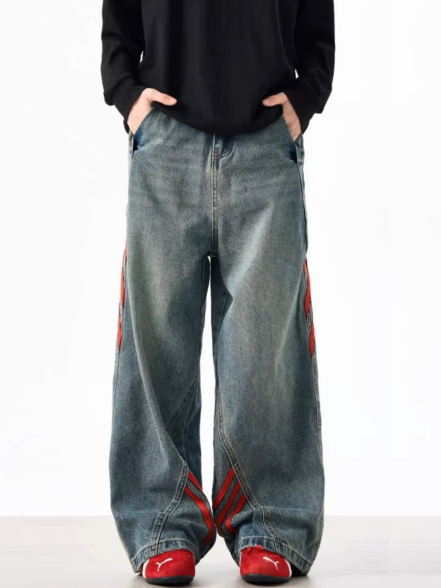 Le jean délavé contrasté American Retro de qualité supérieure