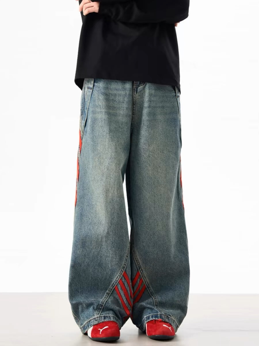 Le jean délavé contrasté American Retro de qualité supérieure