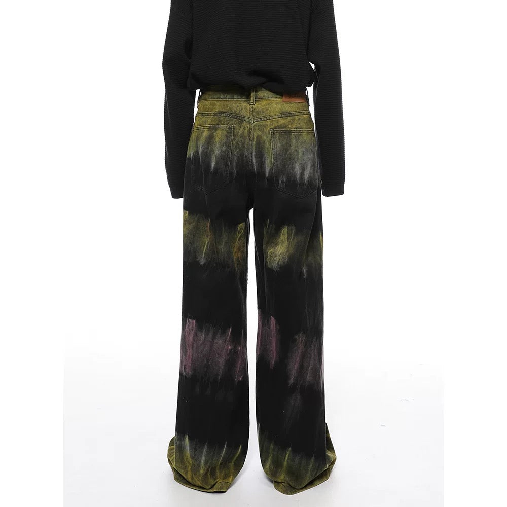 Thesupermade – Gerade Jeans mit Batikmuster und Graffiti-Fun-Motiv von Thesupermade 