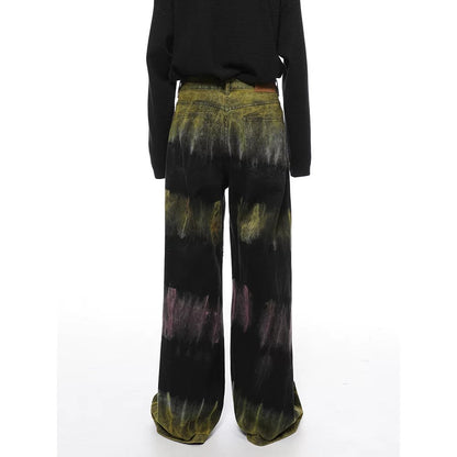 Thesupermade – Gerade Jeans mit Batikmuster und Graffiti-Fun-Motiv von Thesupermade 