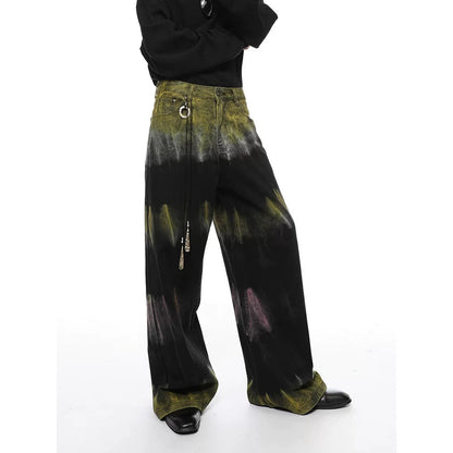 Thesupermade – Gerade Jeans mit Batikmuster und Graffiti-Fun-Motiv von Thesupermade 